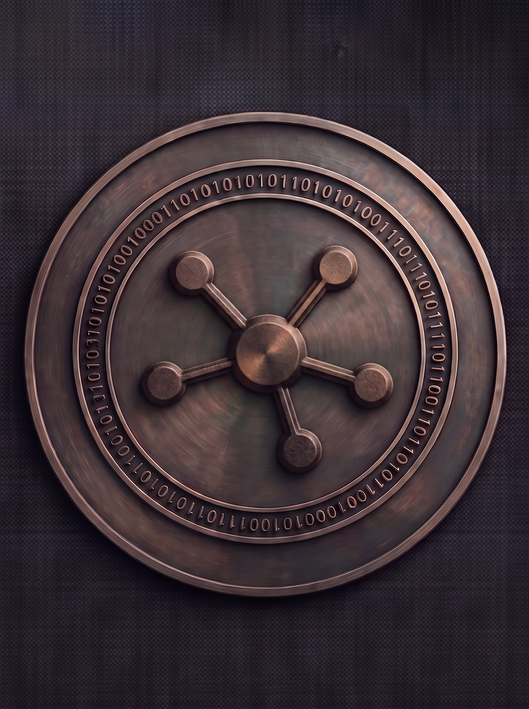 The Architect emblem - bronze coin with connected nodes