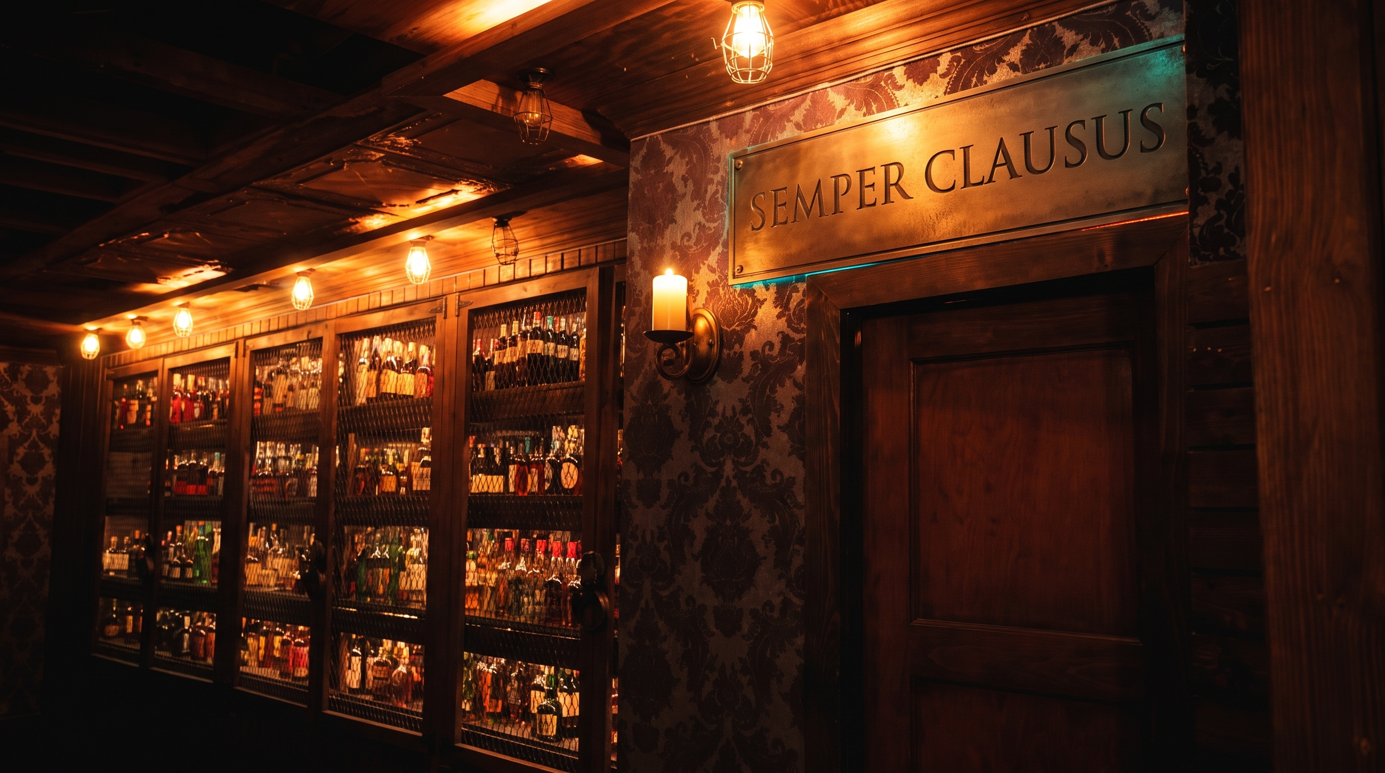 Semper Clausus plaque over a speakeasy doorway